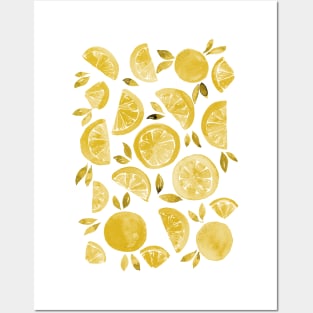 Watercolor grapefruit - monochrome yellow Posters and Art